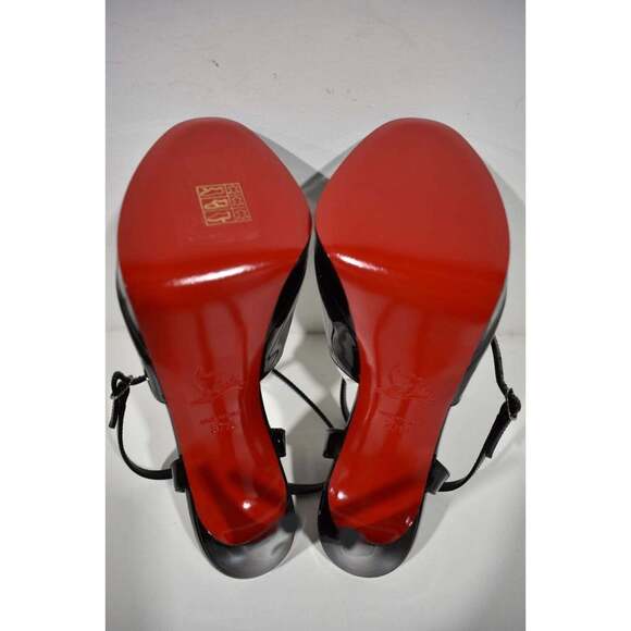 Christian Louboutin Miradona 120 Black Patent Ankle Strap Sandal Heel Pump 37.5 - Picture 12 of 12